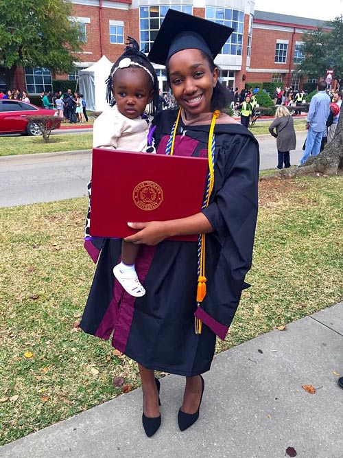 Carol and Imani during her graduation with a Masters' degree last December. Carol say that her daughter was her motivation to complete the course.